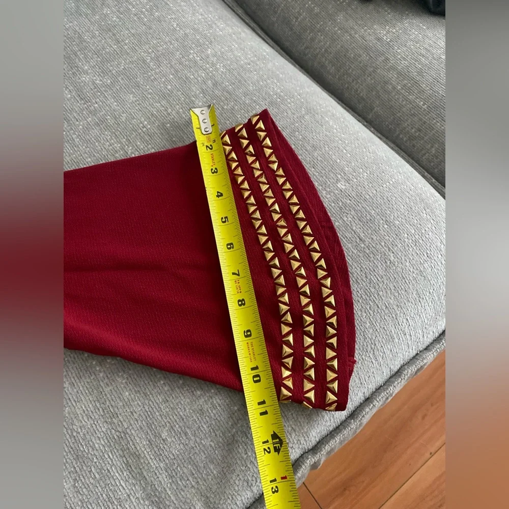 Michael Kors Red Golden Boho Studs Holiday Flowy Tunic Mini Dress size M - Picture 14 of 16